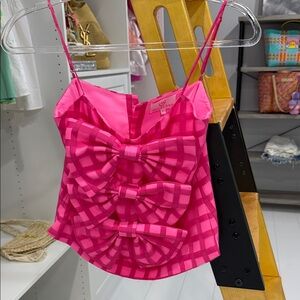 Vibrant Pink Checkered Camisole with Bows